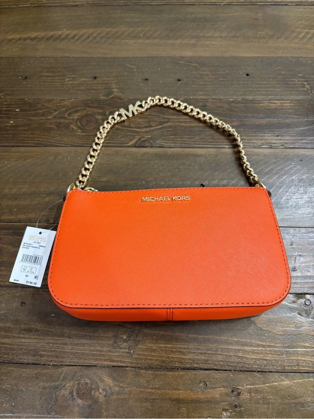 Michael Kors Small Chain Pouchette Leather Shoulder Bag